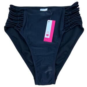 Xhilaration Juniors' Black Strappy High Waisted Bikini Bottom - Size Small - NWT